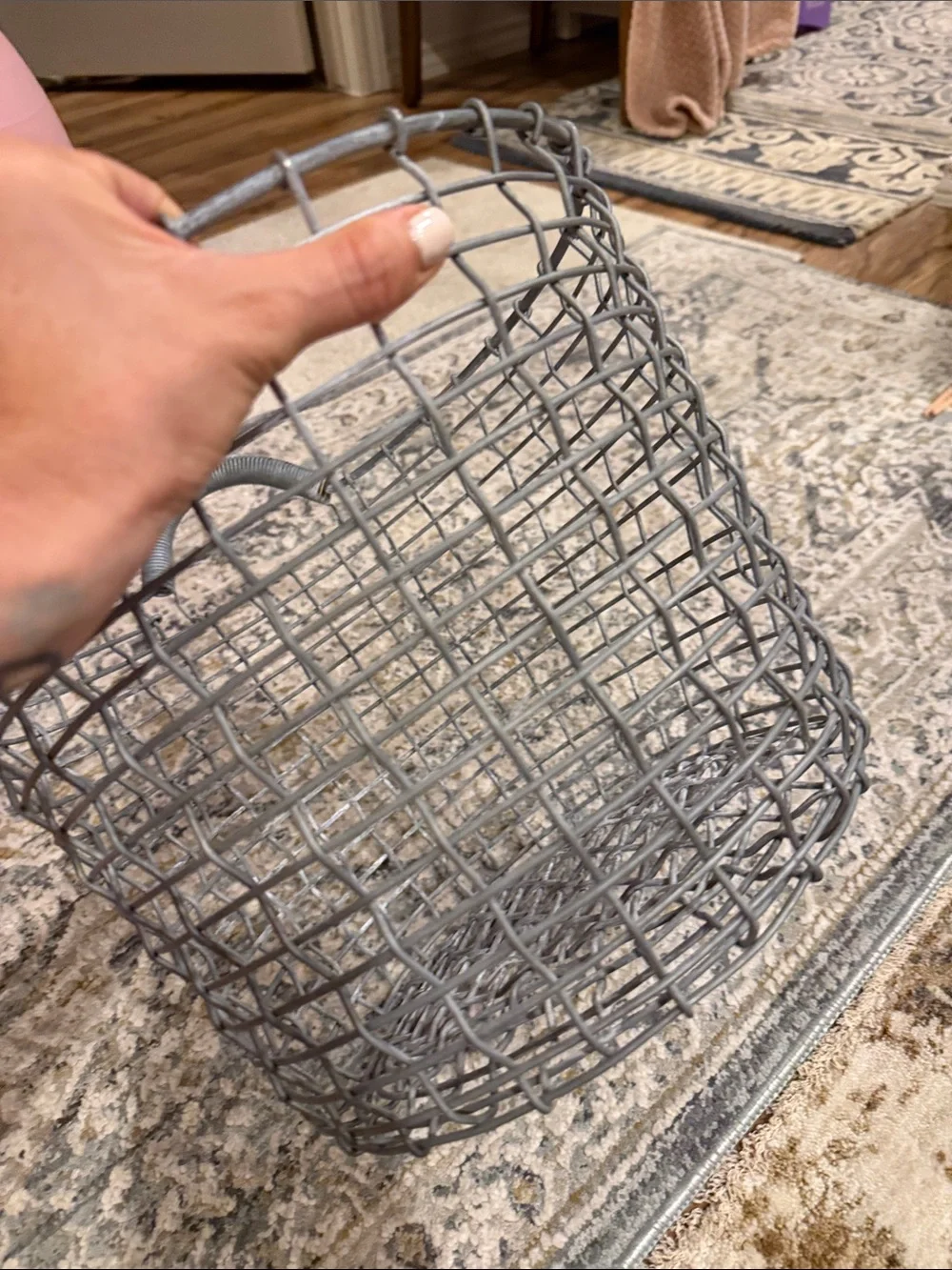 Target Gray Metal Wire Storage Basket with Wrapped Handle